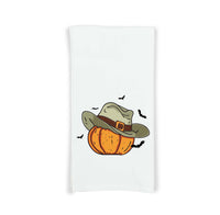 Pumpkin Cowboy Hat Western Halloween Hand Towel Flour Sack Kitchen Tea Towels Fall October Home Decor Party Decorations for Women Men