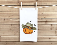 Pumpkin Cowboy Hat Western Halloween Hand Towel Flour Sack Kitchen Tea Towels Fall October Home Decor Party Decorations for Women Men
