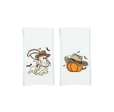 Set of 2 Western Halloween Hand Towels Ghost and Pumpkin with Cowboy Hat Flour Sack Kitchen Tea Towels Fall Home Decor for Women Men