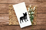 French Bulldog Floral Silhouette Flour Sack Kitchen Towel Frenchie Dish Housewarming Birthday Christmas Gift for Women Men Mom Dog Lovers