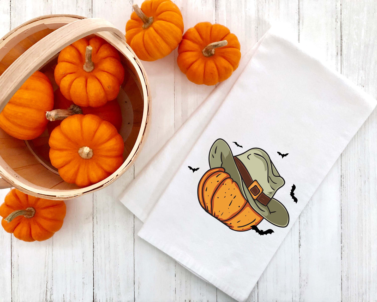 Set of 2 Western Halloween Hand Towels Ghost and Pumpkin with Cowboy Hat Flour Sack Kitchen Tea Towels Fall Home Decor for Women Men