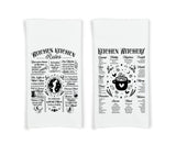Witches Kitchen Rules and Kitchen Witchery Flour Sack Kitchen Towels Witch Birthday Christmas Housewarming Hostess Halloween Witchy Gift