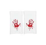 Bloody Handprint Kitchen Towels Set of 2 Flour Sack Hand Tea Towels Halloween Home Decor Haunted House Decorations