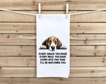 Every Snack You Make Every Meal Beagle Flour Sack Kitchen Towel Funny Peeking Dog Dish Cloth Housewarming Hostess Birthday Christmas Gift