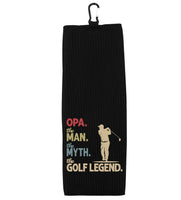Opa the Man the Myth the Golf Legend Tri-fold Golf Towel with Clip 100% Microfiber Waffle Weave Gift Idea for Golfer Men Grandpa Dad