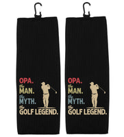 Opa the Man the Myth the Golf Legend Tri-fold Golf Towel with Clip 100% Microfiber Waffle Weave Gift Idea for Golfer Men Grandpa Dad