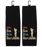 Opa the Man the Myth the Golf Legend Tri-fold Golf Towel with Clip 100% Microfiber Waffle Weave Gift Idea for Golfer Men Grandpa Dad