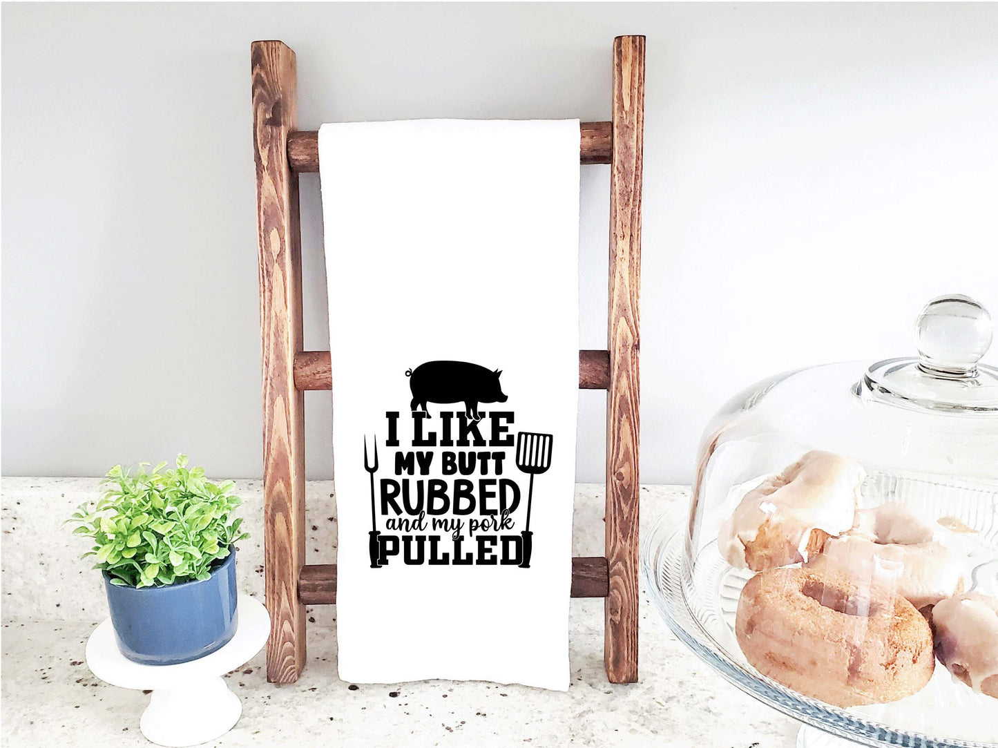 I Like My Butt Rubbed and My Pork Pulled Funny Grilling Kitchen Towel BBQ Grill Cook Birthday Father's Day Christmas Gift for Men Dad Him