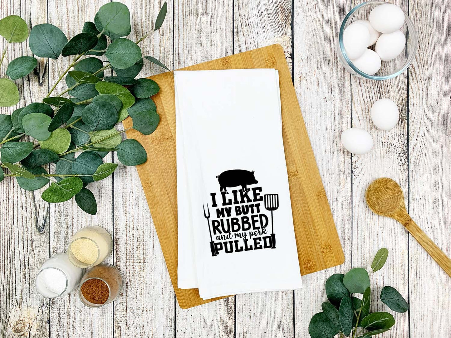I Like My Butt Rubbed and My Pork Pulled Funny Grilling Kitchen Towel BBQ Grill Cook Birthday Father's Day Christmas Gift for Men Dad Him