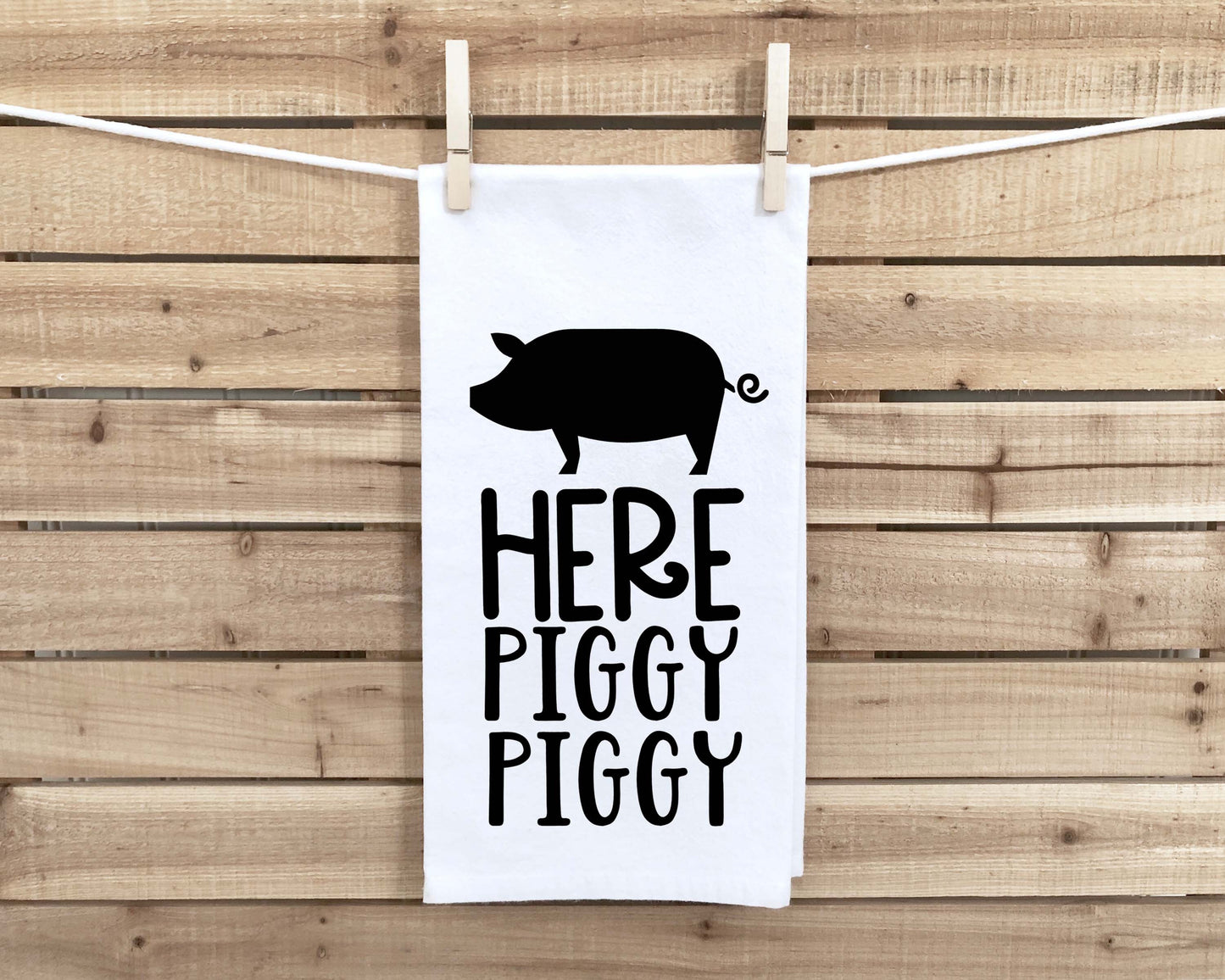 Set of 2 Farmhouse Flour Sack Towels Two Funny Kitchen Decor Cluck Oink Moo Here Piggy Piggy Birthday Christmas Housewarming Hostess Gift