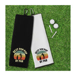 Best Pop Pop By Par Tri-fold Golf Towel with Clip 100% Microfiber Waffle Weave Black White Gift Idea for Golfer Men Grandfather