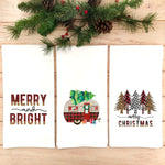 Set of 3 Buffalo Plaid Leopard Print Chrismas Camper Flour Sack Towels Hanging Loop Dish Hand Kitchen RV Travel Trailer Decor Holiday Gift