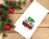 Set of 3 Buffalo Plaid Leopard Print Chrismas Camper Flour Sack Towels Hanging Loop Dish Hand Kitchen RV Travel Trailer Decor Holiday Gift
