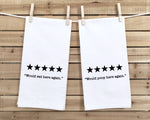 Five Stars Would Eat Here Again and Poop Here Again Set of 2 hand Towels Funny Cute Home Decor Housewarming Hostess Gift Idea for Women Men