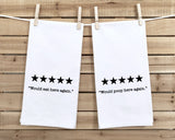 Five Stars Would Eat Here Again and Poop Here Again Set of 2 hand Towels Funny Cute Home Decor Housewarming Hostess Gift Idea for Women Men