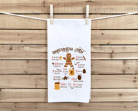 Gingerbread Men Recipe Flour Sack Towel with Hanging Loop Cute Festive Dish Hand Kitchen Decor Holiday Christmas Decorations Gift for Women
