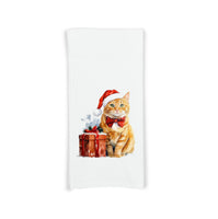 Orange Tabby Cat Christmas Flour Sack Kitchen Towel Cute Xmas Kitty Dish Cloth Housewarming Hostess Birthday Christmas Gift