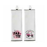 Set of 2 Golf Towels - Let's Par Tee - Every Day Is a Good Day for Golf - Tri-fold 100% Microfiber Waffle Weave with Clip Gift for Women