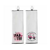 Set of 2 Golf Towels - Let's Par Tee - Every Day Is a Good Day for Golf - Tri-fold 100% Microfiber Waffle Weave with Clip Gift for Women