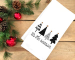 Tis the Season Black and White Christmas Tree Hand Towel Flour Sack Kitchen Holiday Home Decor Decorations for Men Women