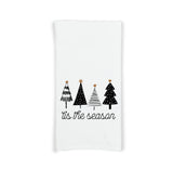 Tis the Season Black and White Christmas Tree Hand Towel Flour Sack Kitchen Holiday Home Decor Decorations for Men Women