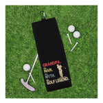 Grandpa the Man the Myth the Golf Legend Tri-fold Golf Towel with Clip 100% Microfiber Waffle Weave Gift Idea for Golfer Men Grandpa Dad