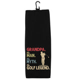 Grandpa the Man the Myth the Golf Legend Tri-fold Golf Towel with Clip 100% Microfiber Waffle Weave Gift Idea for Golfer Men Grandpa Dad