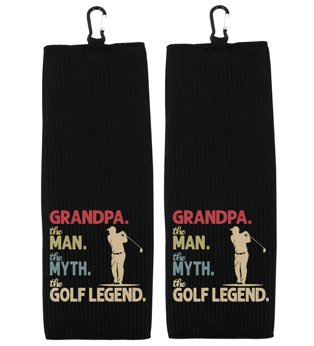 Grandpa the Man the Myth the Golf Legend Tri-fold Golf Towel with Clip 100% Microfiber Waffle Weave Gift Idea for Golfer Men Grandpa Dad