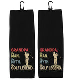 Grandpa the Man the Myth the Golf Legend Tri-fold Golf Towel with Clip 100% Microfiber Waffle Weave Gift Idea for Golfer Men Grandpa Dad