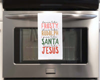 Dance Like Frosty Shine Like Rudolph Give Like Santa Love Like Jesus Funny Cute Flour Sack Kitchen Towel Christmas Home Decor Decorations