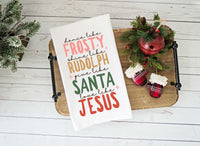 Dance Like Frosty Shine Like Rudolph Give Like Santa Love Like Jesus Funny Cute Flour Sack Kitchen Towel Christmas Home Decor Decorations