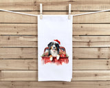 Bernese Mountain Dog Christmas Set of 2 Flour Sack Kitchen Towel Seasonal Holiday Birthday Christmas Gift for Berner Lovers