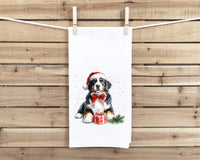 Bernese Mountain Dog Christmas Set of 2 Flour Sack Kitchen Towel Seasonal Holiday Birthday Christmas Gift for Berner Lovers