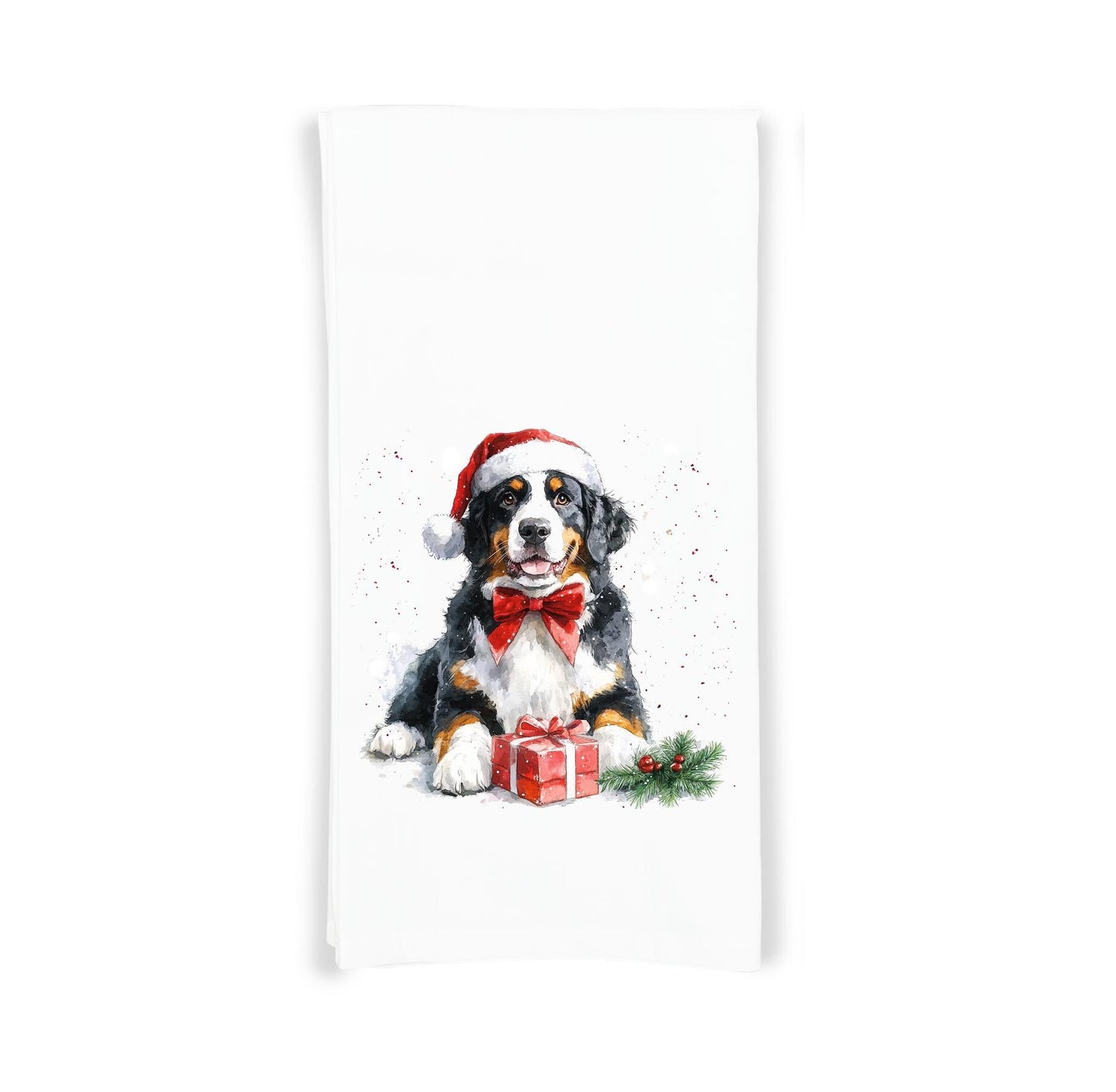 Bernese Mountain Dog Christmas Set of 2 Flour Sack Kitchen Towel Seasonal Holiday Birthday Christmas Gift for Berner Lovers