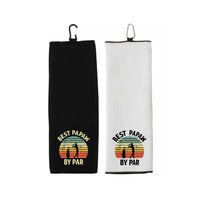 Best Papaw By Par Tri-fold Golf Towel with Clip 100% Microfiber Waffle Weave Black White Gift Idea for Golfer Men Grandpa Dad