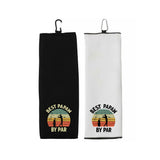 Best Papaw By Par Tri-fold Golf Towel with Clip 100% Microfiber Waffle Weave Black White Gift Idea for Golfer Men Grandpa Dad