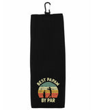 Best Papaw By Par Tri-fold Golf Towel with Clip 100% Microfiber Waffle Weave Black White Gift Idea for Golfer Men Grandpa Dad
