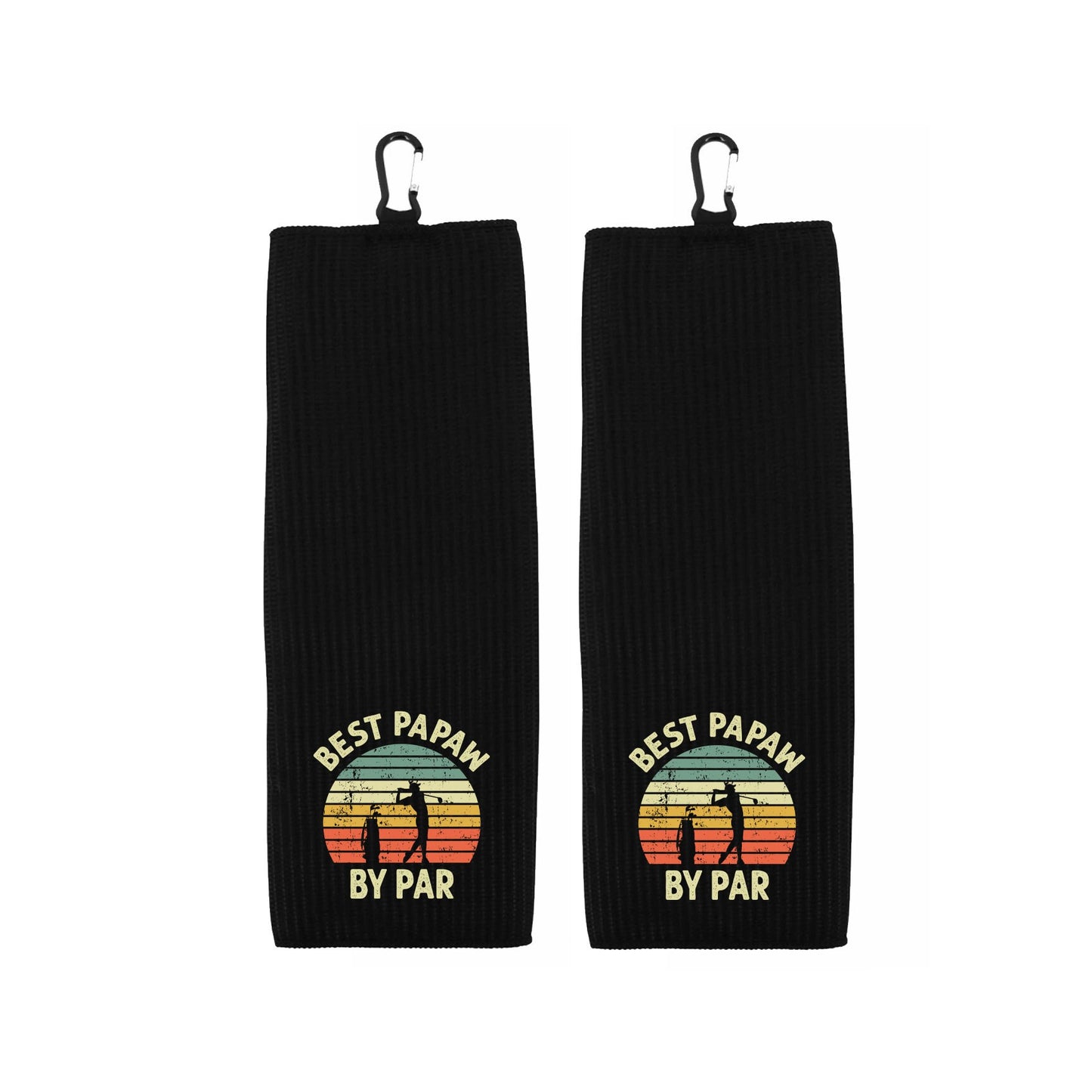 Best Papaw By Par Tri-fold Golf Towel with Clip 100% Microfiber Waffle Weave Black White Gift Idea for Golfer Men Grandpa Dad