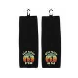 Best Papaw By Par Tri-fold Golf Towel with Clip 100% Microfiber Waffle Weave Black White Gift Idea for Golfer Men Grandpa Dad