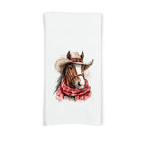 Winter Cowboy Horse Flour Sack Hand Towel with Hanging Loop Country Desert Western Christmas Holiday Home Kitchen Bathroom Decor Gift Idea