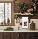 Winter Cowboy Horse Flour Sack Hand Towel with Hanging Loop Country Desert Western Christmas Holiday Home Kitchen Bathroom Decor Gift Idea
