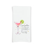 Cosmopolitan Recipe Hand Towel with Hanging Loop - 100% Cotton Flour Sack Towels - Cute Home Bar Decor - Hostess Birthday Mother's Day Gift