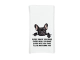Black French Bulldog Every Snack You Make Every Meal Flour Sack Kitchen Towel Funny Peeking Frenchie Hostess Birthday Christmas Gift