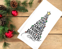 Reindeer Names Christmas Tree Red Hand Towel Flour Sack Kitchen Holiday Home Decor Decorations for Men Women