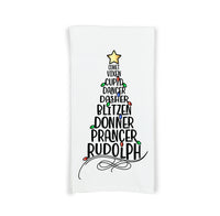 Reindeer Names Christmas Tree Red Hand Towel Flour Sack Kitchen Holiday Home Decor Decorations for Men Women