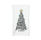 Reindeer Names Christmas Tree Red Hand Towel Flour Sack Kitchen Holiday Home Decor Decorations for Men Women