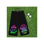 Queen of the Green and I Know I Play Like a Girl Try to Keep Up Rainbow Tri-fold Golf Towel Set of 2 100% Microfiber Waffle Weave Gift