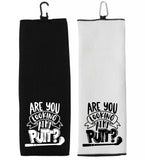 Are You Looking at My Putt? Tri-fold Golf Towel with Clip 100% Microfiber Waffle Weave Black White Gift Idea for Golfer Men Women