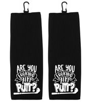 Are You Looking at My Putt? Tri-fold Golf Towel with Clip 100% Microfiber Waffle Weave Black White Gift Idea for Golfer Men Women