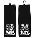 Are You Looking at My Putt? Tri-fold Golf Towel with Clip 100% Microfiber Waffle Weave Black White Gift Idea for Golfer Men Women